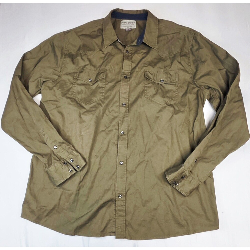 a Cody James Men's Olive Green Long Sleeve Western Snap Shirt 2XL(CMFA21W15-OLV)
